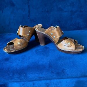 High-Heeled Leather Sandals